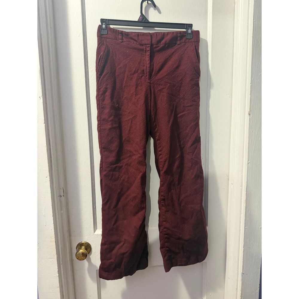 Talbots Red Wool Blend Dress Pants Womens 12 Burgundy Straight Leg Trousers